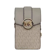 MICHAEL KORS 滿版LOGO皮革手機斜背包 灰色