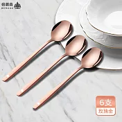 台灣SGS檢驗合格316不銹鋼北歐風長柄湯匙六入組-兩色任選 玫瑰金