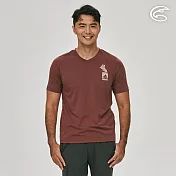 ADISI 男親膚空氣柔感快乾寬鬆V領上衣AL2311020 (S-2XL)｜仿棉感 吸濕排汗 快乾 速乾 機能 排汗衣 L 赤褐色