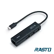 RASTO RH5 Type-C轉RJ45網路孔+3孔USB集線器