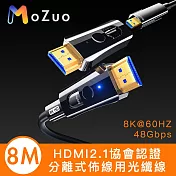 【魔宙】HDMI2.1協會認證 8K@60HZ/48Gbps工程分離式光纖線 8M