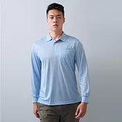 【遊遍天下】男款抗UV防曬吸濕排汗機能長袖POLO衫(GL1037) M 淡藍