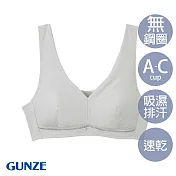 【日本GUNZE】吸汗透氣無鋼圈運動內衣-(EB1231-GRY) M 灰藍
