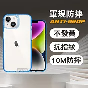 VOORCA 軍規防摔保護殼 iPhone 14/13 6.1吋 共用 防指紋四角強化 手機殼 (蔚海藍)