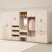 Homelike 喜家居11尺衣櫃組(含化妝椅)-梧桐拼色(2305)