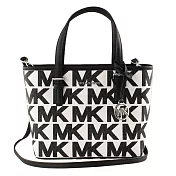 MICHAEL KORS 雙色滿版LOGO皮革托特兩用包-黑白