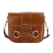 SEE BY CHLOE Saddie 山羊皮復古銅環肩背包 棕色