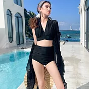 【STizi 史堤茲】和事現貨 女泳衣 比基尼三件套 性感泳衣 溫泉泳衣 女泳裝(442) M 黑色