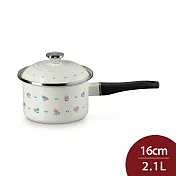 Le Creuset 南法花語系列 琺瑯單柄調理鍋 16cm 2.1L 奶油白 琺瑯鍋 牛奶鍋  (電磁爐 IH爐可用)