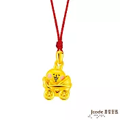 J’code真愛密碼金飾 卡娜赫拉的小動物-娃娃車粉紅兔兔硬金墜子 送紅繩