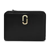 MARC JACOBS THE J MARC 皮革拉鍊對開短夾- 黑