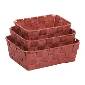 《KELA》Alvaro長方編織收納籃3件(磚紅) | 整理籃 置物籃 儲物箱