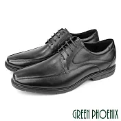 【GREEN PHOENIX】男 紳士皮鞋 商務皮鞋 皮鞋 全真皮 牛皮 綁帶 台灣製 EU39 黑色