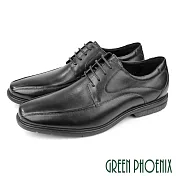 【GREEN PHOENIX】男 紳士皮鞋 商務皮鞋 皮鞋 全真皮 牛皮 綁帶 臺灣製 EU39 黑色