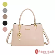 Roberto Mocali - 義大利諾貝兔時尚典雅小花鑽石綴飾托特手提肩斜背包-共5色 卡其
