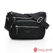 Roberto Mocali - 義大利諾貝兔輕便休閒滿版星星多隔層斜肩背包 黑色