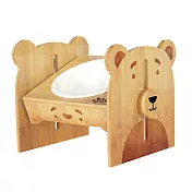 JohoE嚴選 職人木匠寵物樂園可調式原木寵物餐桌附瓷碗-單碗 小熊