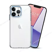 City for iPhone 13 Pro Max 6.7 金屬鏡頭框透明軍規殼 藍色