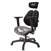 GXG 雙軸枕 雙背工學椅(4D平面摺疊手) 中灰網座 TW-2706 EA1H