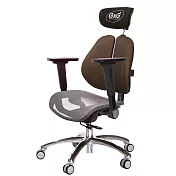 GXG 雙軸枕 雙背工學椅(鋁腳/4D平面摺疊手) 中灰網座 TW-2706 LUA1H