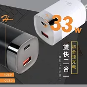 HPower 33W氮化鎵 液晶顯示 雙孔PD+QC 手機快速充電器(台灣製造) 白色