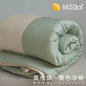 【麗塔寢飾】8*7尺特大 莫代爾 雙色涼被- 淺綠+米色