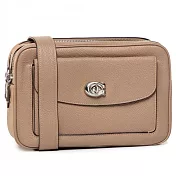 COACH 素面皮革相機包-卡其