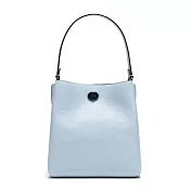 COACH 素面皮革水桶包-水藍