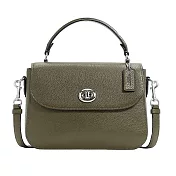 COACH 荔枝紋皮革翻蓋兩用包-橄欖綠