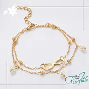 【伊飾童話】八字情結*串珠珍珠雙層手腳鍊/金