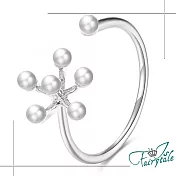 【伊飾童話】珊瑚珍珠＊法式簡約開口彈性戒指/銀