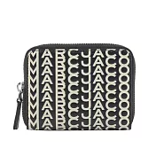 MARC JACOBS THE MONOGRAM 小羊皮滿版ㄇ形拉鍊卡夾/零錢包 (黑色/白色)