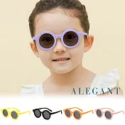 【ALEGANT】瑞典時尚兒童專用輕量矽膠彈性太陽眼鏡/UV400圓框偏光墨鏡 無 葡萄紫