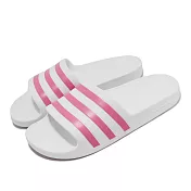 adidas 拖鞋 Adilette Aqua 白 粉紅 女鞋 三線 經典 愛迪達 GZ5237 23.5cm WHITE/PINK