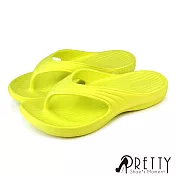 【Pretty】男女 女大尺碼 拖鞋 夾腳 輕量 防水 台灣製 JP23 黃色