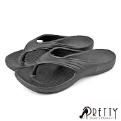 【Pretty】男女 女大尺碼 拖鞋 夾腳 輕量 防水 台灣製 JP23 黑色
