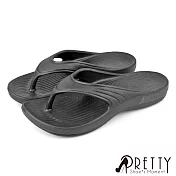 【Pretty】男女 女大尺碼 拖鞋 夾腳 輕量 防水 臺灣製 JP23 黑色