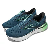 Brooks 慢跑鞋 Glycerin GTS 20 男鞋 藍 綠 氮氣中底 緩衝 甘油系列 20代 運動鞋 1103831D439