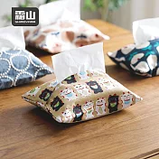 【日本霜山】日式印花風棉麻紙巾/面紙套- 招財貓