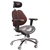 GXG 雙軸枕 雙背電腦椅(鋁腳/4D升降扶手) 中灰網座 TW-2704 LUA3