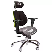 GXG 雙軸枕 雙背電腦椅(鋁腳/3D升降扶手) 中灰網座 TW-2704 LUA9