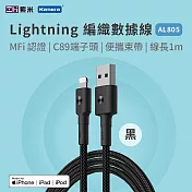 ZMI MFI認證 USB-A to Lightning 編織快充傳輸線 1M AL805 (iPhone/iPad適用/100cm) 黑