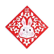 雕花春聯-大白兔 Paper Cutting Spring Couplets-White Rabbit