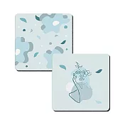 軟式珪藻土杯墊 自創 插畫小花 珪藻土 (2入/組)(10*10*0.5cm) 插畫小藍花