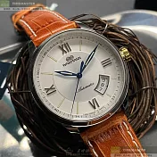 WAKMANN威克曼瑞士錶,編號：WA00026,40mm圓形銀精鋼錶殼銀白色錶盤真皮皮革咖啡色錶帶