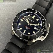 Giorgio Fedon 1919喬治飛登精品錶,編號：GF00105,46mm圓形黑精鋼錶殼黑色錶盤矽膠深黑色錶帶