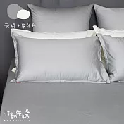 【麗塔寢飾】60支紗精梳棉 歐式壓框枕套組 打翻牛奶- 灰綠+象牙白