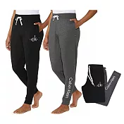 Calvin Klein 經典CK彈性抽繩休閒運動長褲/棉褲(2入組)- S 黑/灰