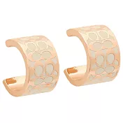 COACH 半圓穿針式耳環-白色玫瑰金