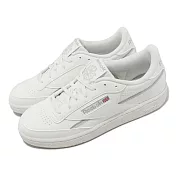 Reebok 休閒鞋 Club C 85 Vegan 女鞋 白 灰 復古 皮革 經典 小白鞋 100033093 26.5cm CHALK/PUGRY3/STEFO